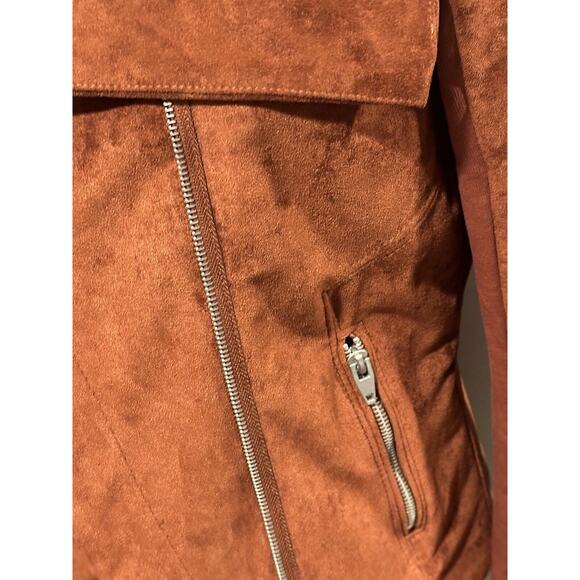 Blank NYC SL8 Brown Faux Suede Leather Moto Jacket Sz Small - Picture 5 of 9